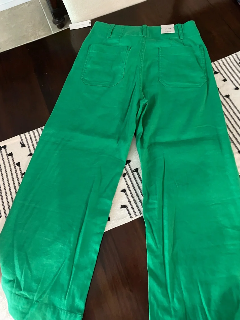 NWT Anthropologie Maeve Wide-Leg High-Rise Pants in Green